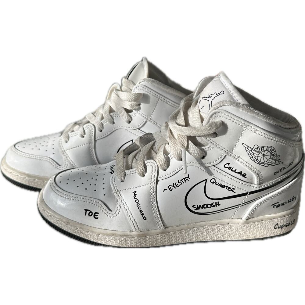 Air Jordan 1 Mid SE Anatomy White Size 6Y Youth